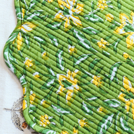 Green Floral Placemat with Napkins (Set of 6)