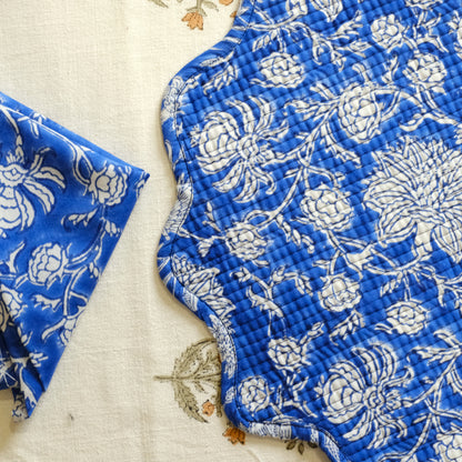 Royal Blue Floral Placemat with Napkins (Set of 6)
