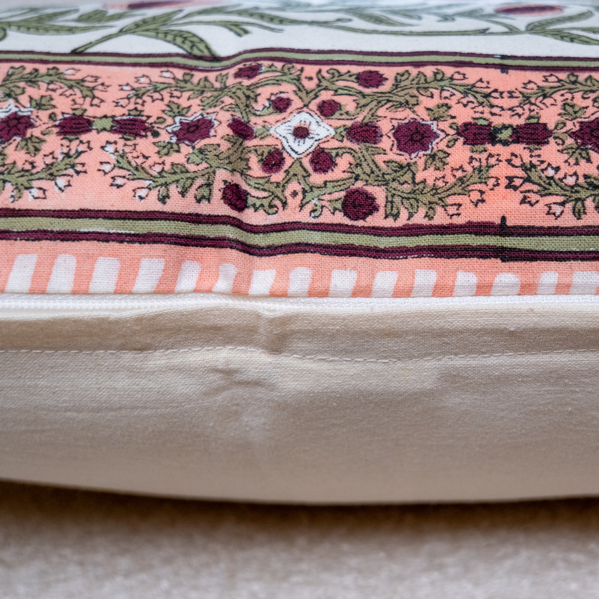 Pomegranate Orchard — Hand Block-Printed Cushion Cover