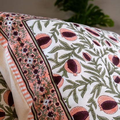 Pomegranate Orchard — Hand Block-Printed Cushion Cover