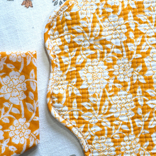 Mustard Floral Placemat with Napkins (Set of 6)