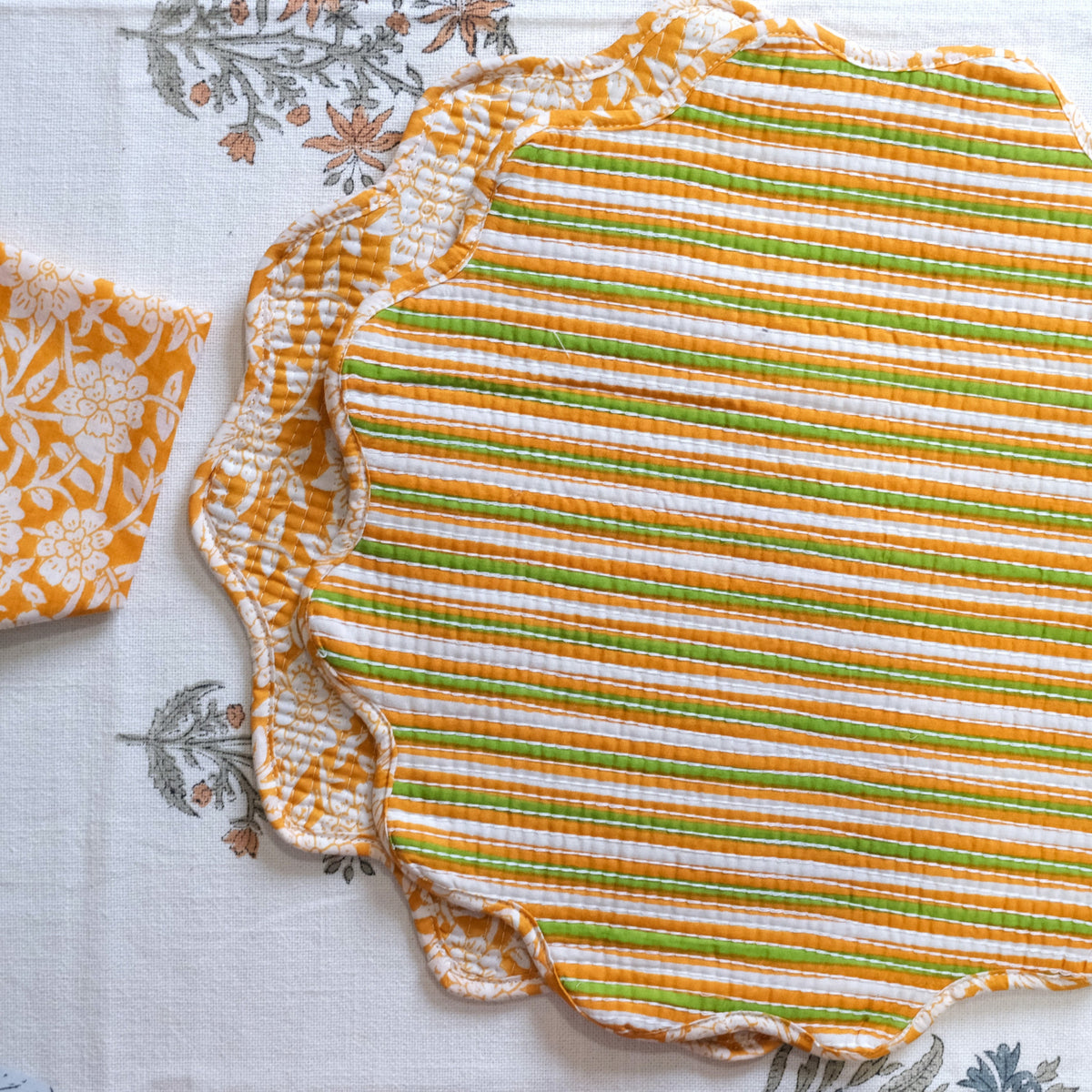 Mustard Floral Placemat with Napkins (Set of 6)